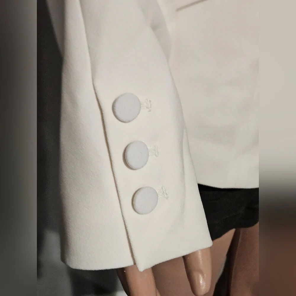 Karen Millen Tailored Crepe Blazer–Ivory Structured SingleBreasted Jacket.10 NWT - Picture 15 of 16